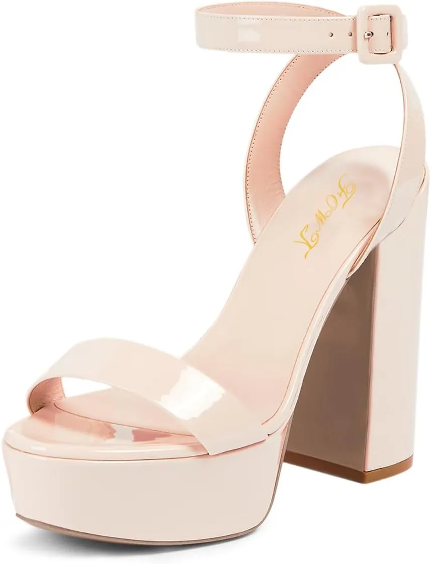 FOWT Women Sexy Chunky High Heel Ankle Strap Slingback Platform Sandals Open Toe Ladies Party Prom Dance Shoes Size 4-16 US