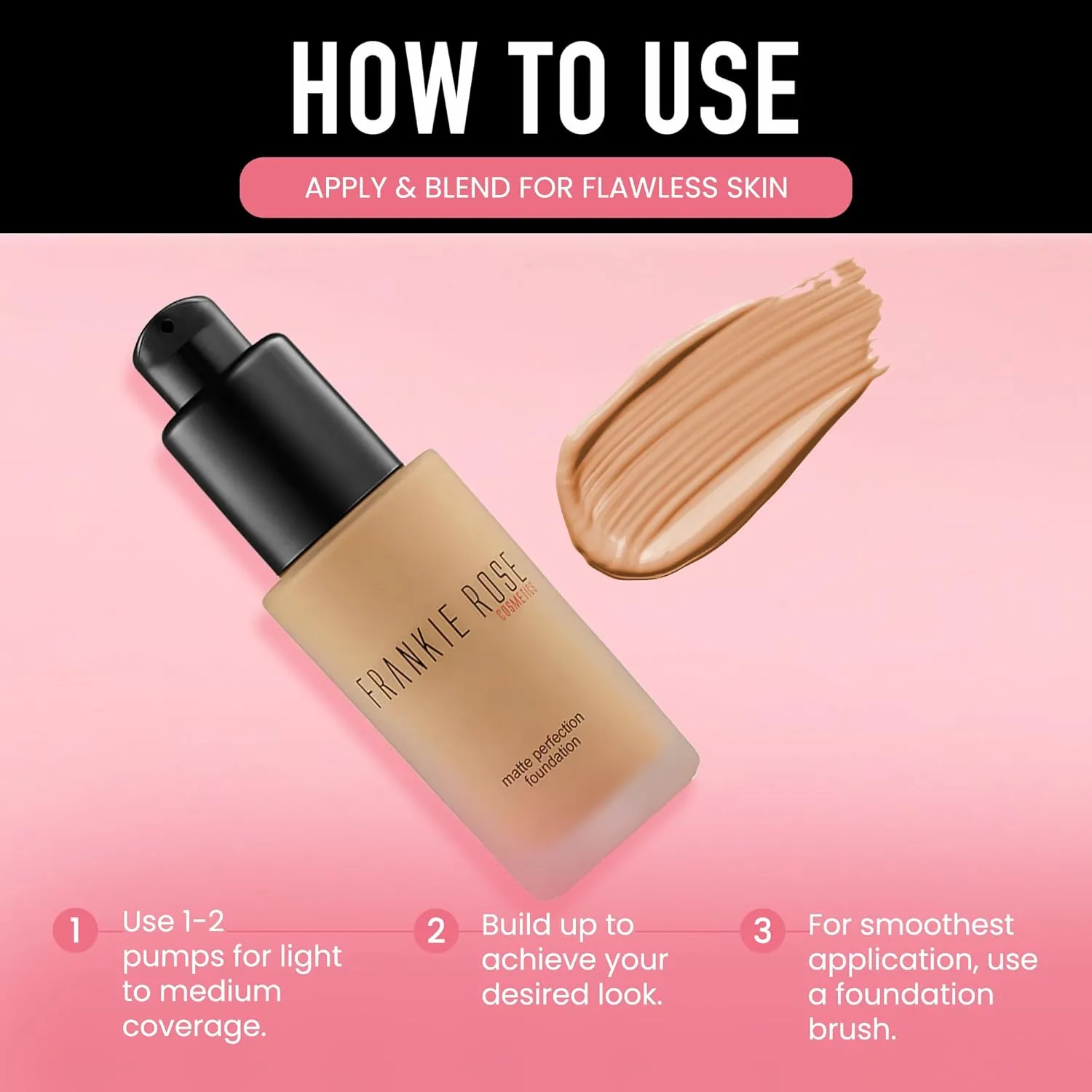 Frankie Rose Cosmetics Matte Perfection Foundation Makeup – Long-Lasting, Hydrating Foundation for Semi-Matte Finish - Foundation Full Coverage for All Skin Types - (Neutral) 1.0 US fl oz / 30 ml