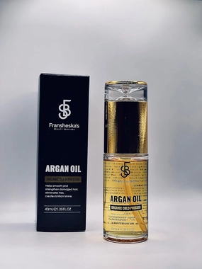 FRANSHESKA'S BEAUTY SERVICES FBS ARGAN OIL ORGANIC COLD PRESSED ARGAN OIL,WEIGHTLESS OIL (40mL) 100% Moisturizer Treatment for Dry, Damaged Hair,FRIZZ FREE, fast absorbing.