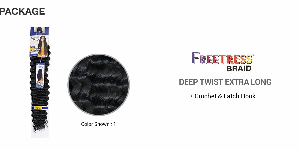 FreeTress Crochet Braids Deep Twist Extra Long (3-pack, 530)