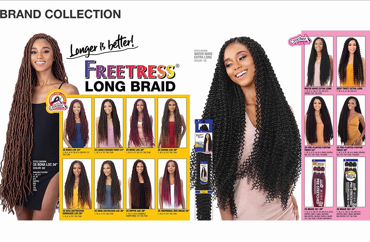 FreeTress Crochet Braids Deep Twist Extra Long (3-pack, 530)