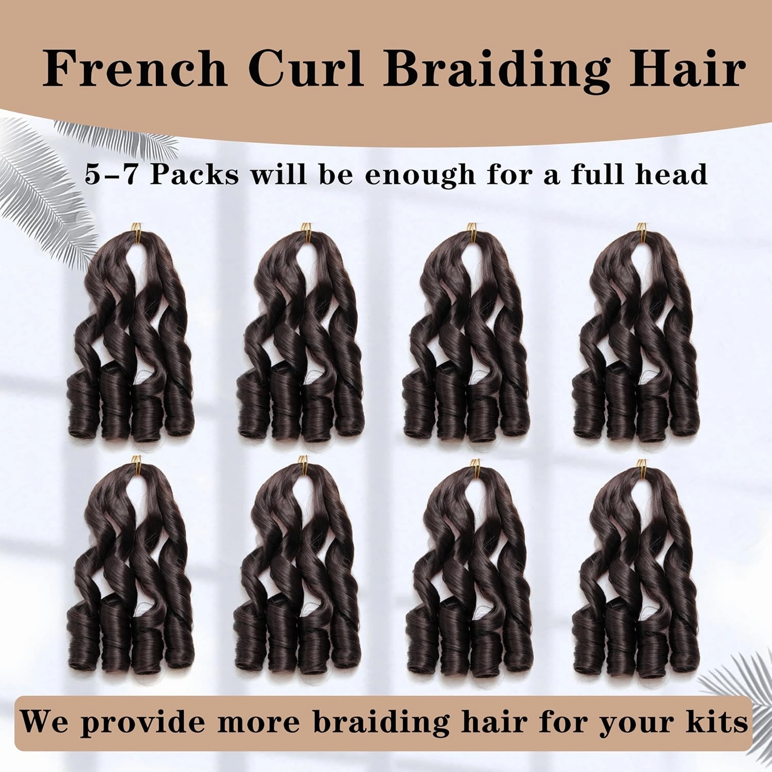French Curl Braiding Hair 12Inch 8Packs French Curl Crochet Braids Short Curly Crochet Hair Bouncy Synthetic knotless Braiding Extensions(4#, 12inch)