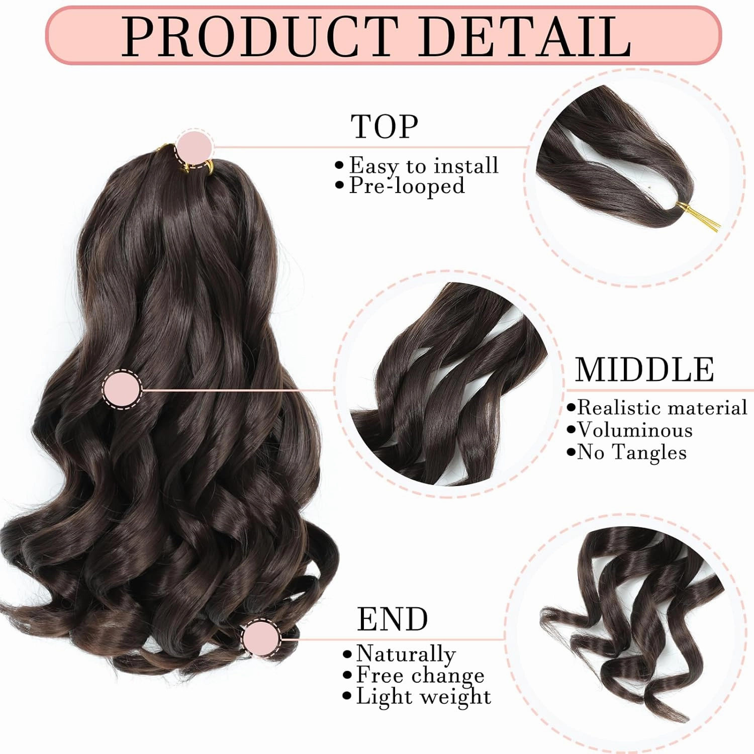 French Curl Braiding Hair 14 Inch Curly Braiding Hair 8 Packs Pre Stretched Bouncy Loose Wave French Curls Crochet Braids for Black Women (4#, 14 inch)