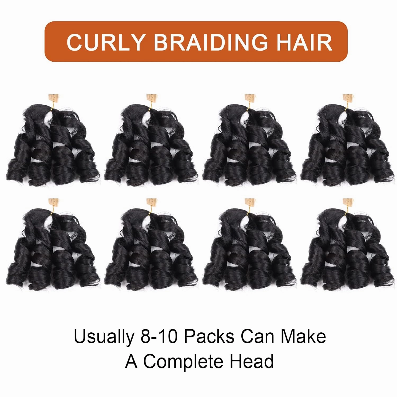 French Curly Braiding Hair 14 Inch 8 Packs Curly Braiding Hair Pre Stretched French Curls Braiding Hair French Curl Crochet Braids Loose Wavy Curl Braiding Hair Extensions(14 Inch/Pack of 8, 1B)