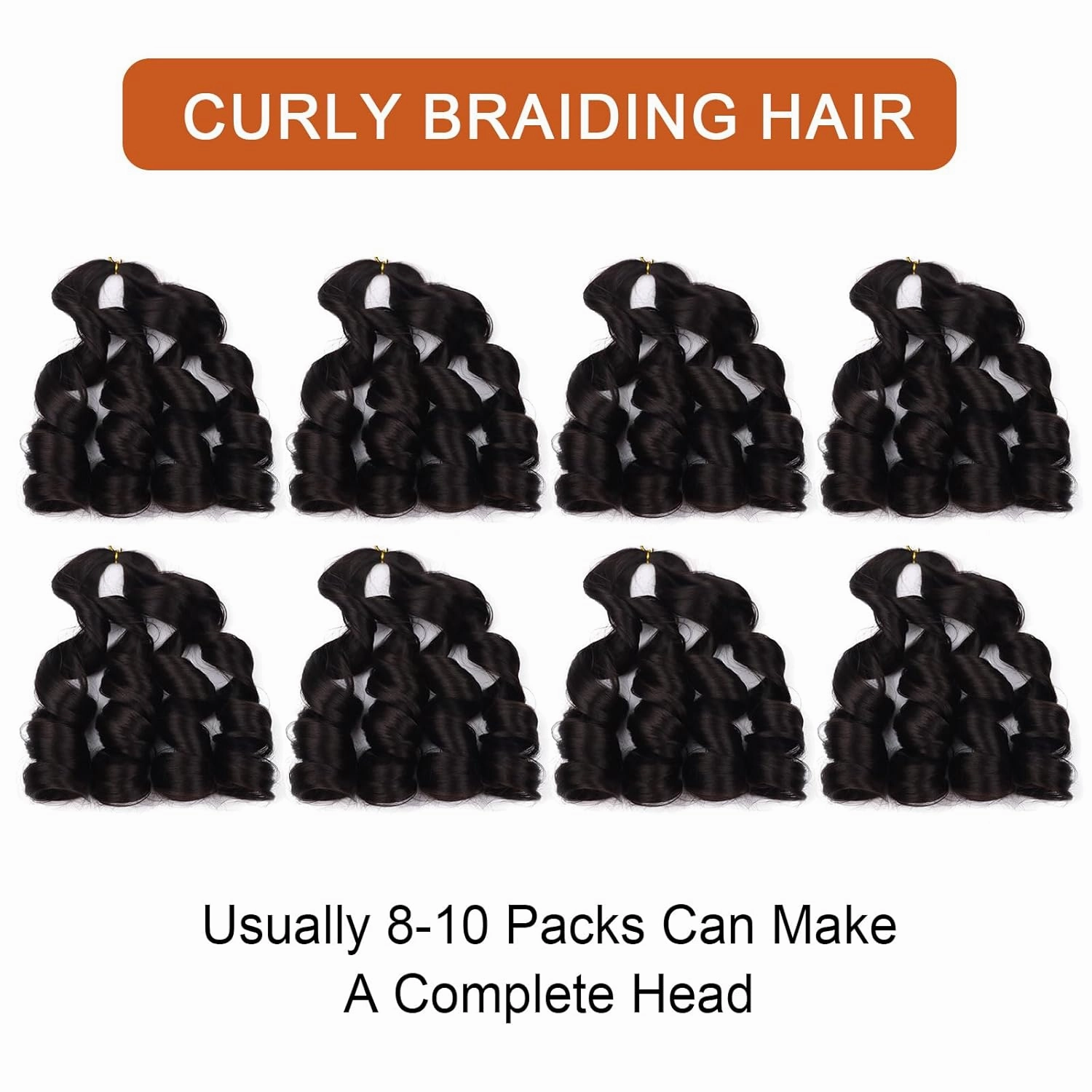 French Curly Braiding Hair 14 Inch 8 Packs Curly Braiding Hair Pre Stretched French Curls Hair Extensions With Curly Ends French Curl Crochet Hair for Black Women(14 Inch/Pack of 8,2#)