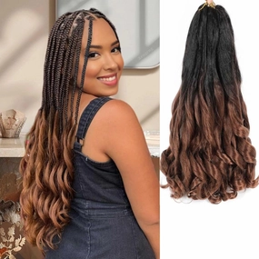 French Curly Braiding Hair 8 Packs Loose Wavy Braiding Hair Pre Stretched Bouncy Synthetic French Curl Braiding Hair Extensions for Women (1B/30#, 24 Inch)