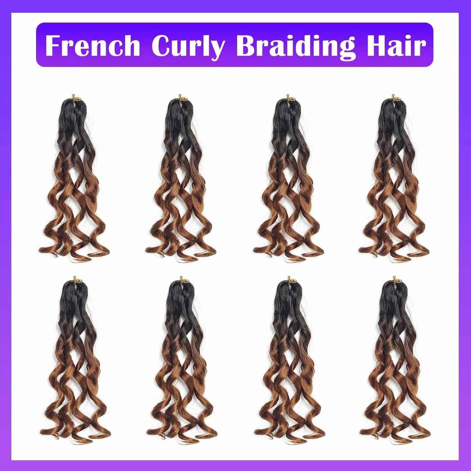 French Curly Braiding Hair 8 Packs Loose Wavy Braiding Hair Pre Stretched Bouncy Synthetic French Curl Braiding Hair Extensions for Women (1B/30#, 24 Inch)
