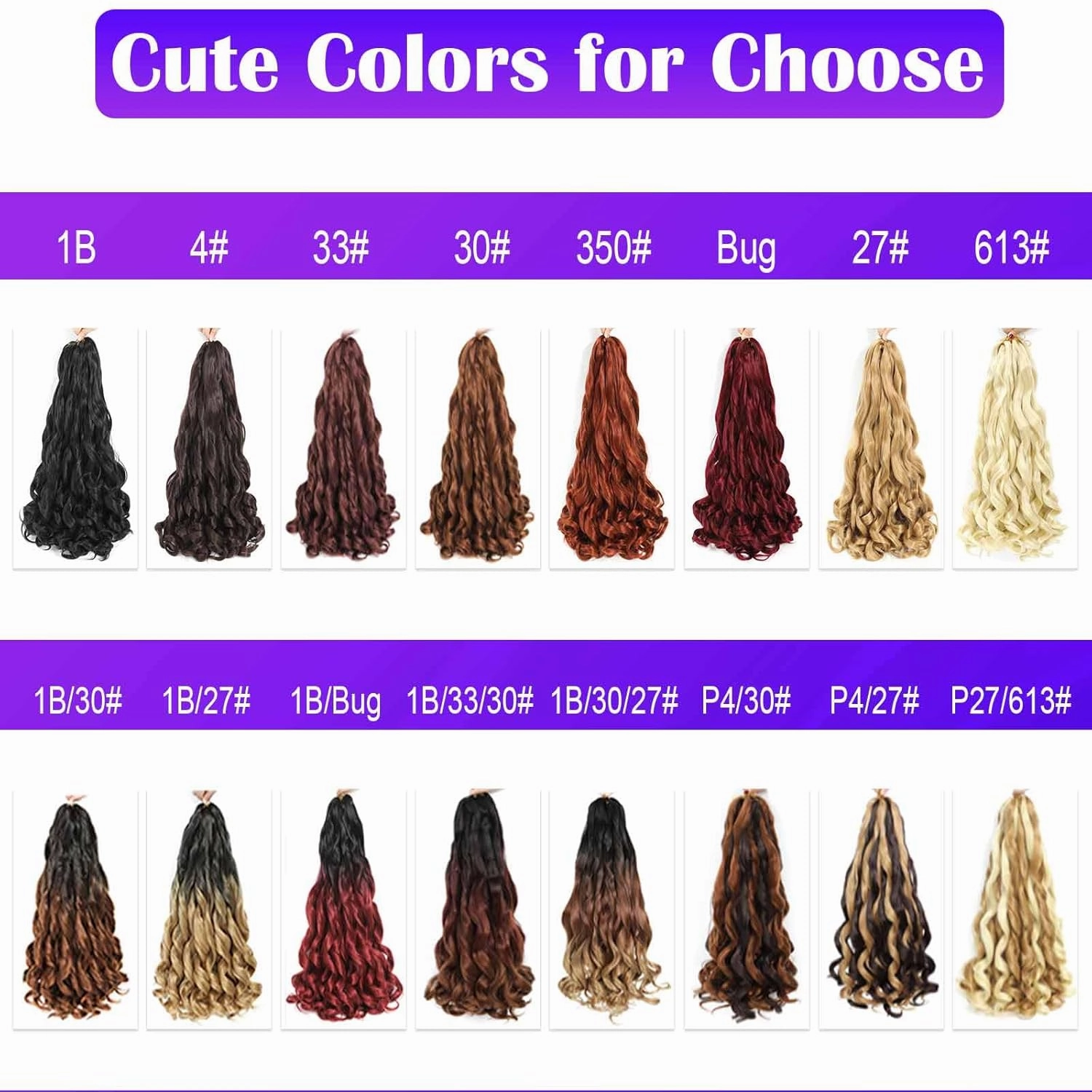 French Curly Braiding Hair 8 Packs Loose Wavy Braiding Hair Pre Stretched Bouncy Synthetic French Curl Braiding Hair Extensions for Women (27#, 18 Inch)
