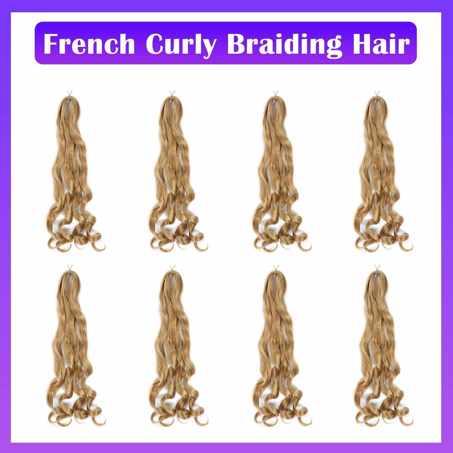 French Curly Braiding Hair 8 Packs Loose Wavy Braiding Hair Pre Stretched Bouncy Synthetic French Curl Braiding Hair Extensions for Women (27#, 18 Inch)
