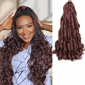 French Curly Braiding Hair 8 Packs Loose Wavy Braiding Hair Pre Stretched Bouncy Synthetic French Curl Braiding Hair Extensions for Women (33#, 24 Inch)