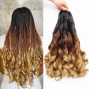 French Curly Braiding Hair Curly Braiding Hair 14 Inch 8 Packs Spanish Braiding Hair for Box Braids Pre Stretched French Curl Crochet Braids Braiding Hair Extensions(14 Inch/Pack of 8, 1B/30/27)
