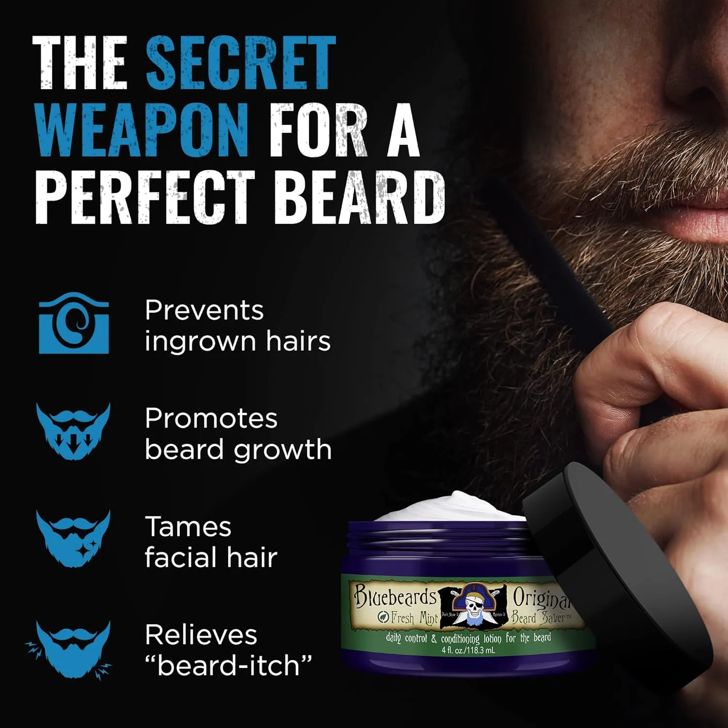 Fresh Mint Beard Saver, 4 oz. - Leave In Beard Conditioner for Men with Aloe & Peppermint Oil - Beard Softener that Deeply Conditions & Moisturizes Your Beard & Skin - Made in USA