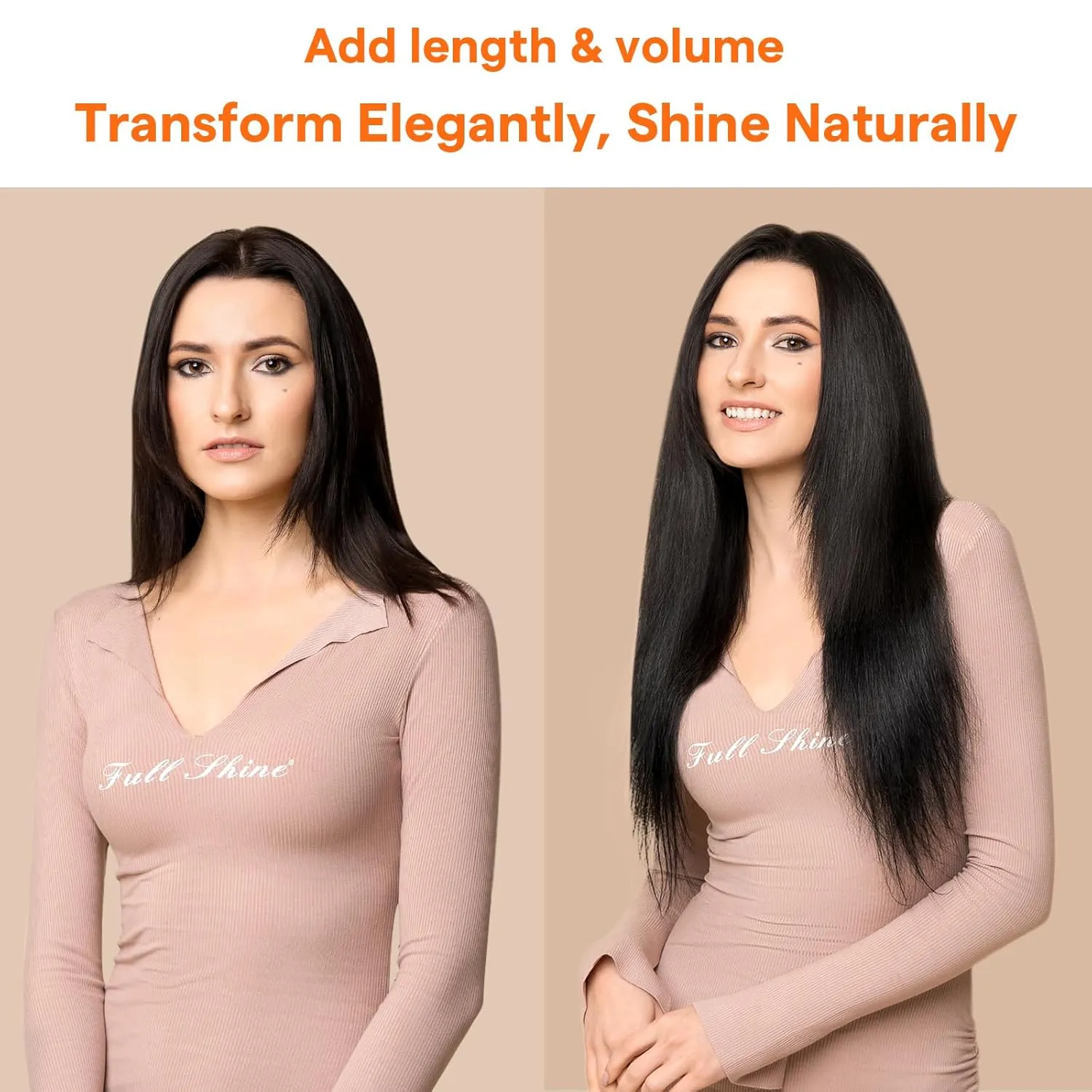 Full Shine Sew In Hair Extensions Real Human Hair 22 Inch Weft Extensions Real Remy Hair Color #2 Dark Brown Double Weft Full Head Set Straight Hair Weaves 105 Grams Hair Weft Bundles Straight Hair