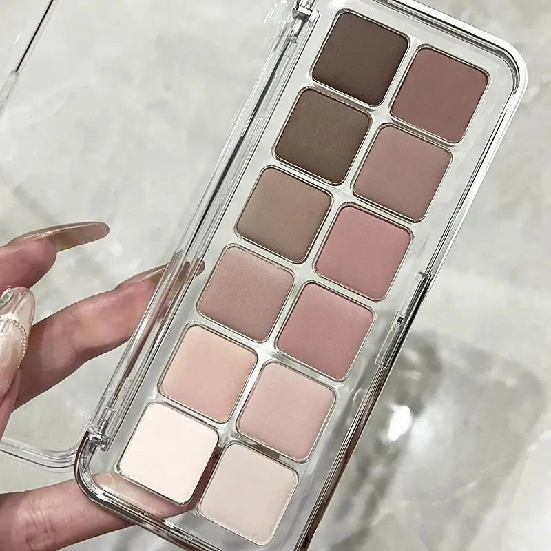 Full Matte Cool Eyeshadow Palette Earth Color Low Saturation Eye Shadow Cool Atmosphere Eyeshadow Makeup Palette Lasting Powder