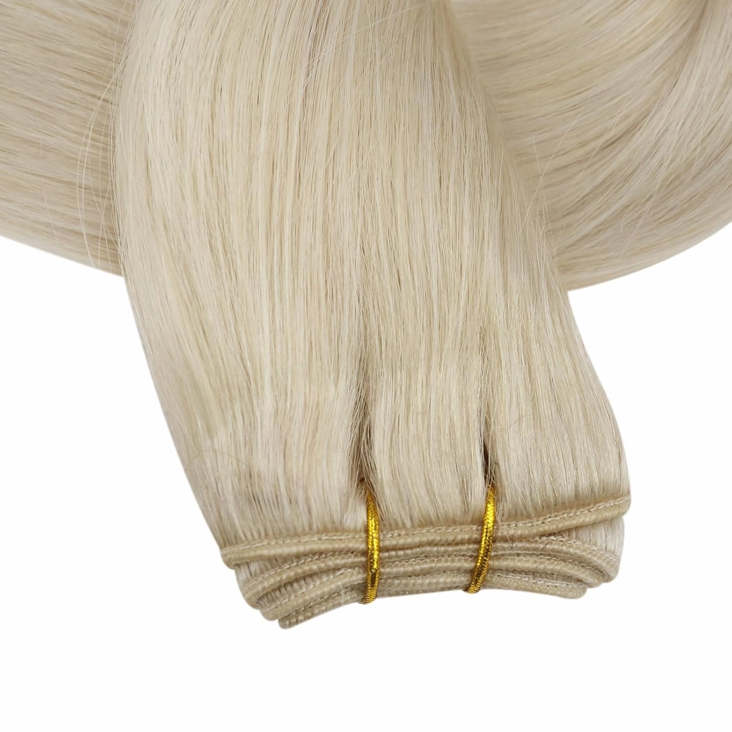 Full Shine Hair Extensions 24 Inch Weft Hair Extensions Human Hair Color Platinum Blonde Extensions Sew In Extensions Real Human Hair Remy Human Hair Weft Extensions 105G