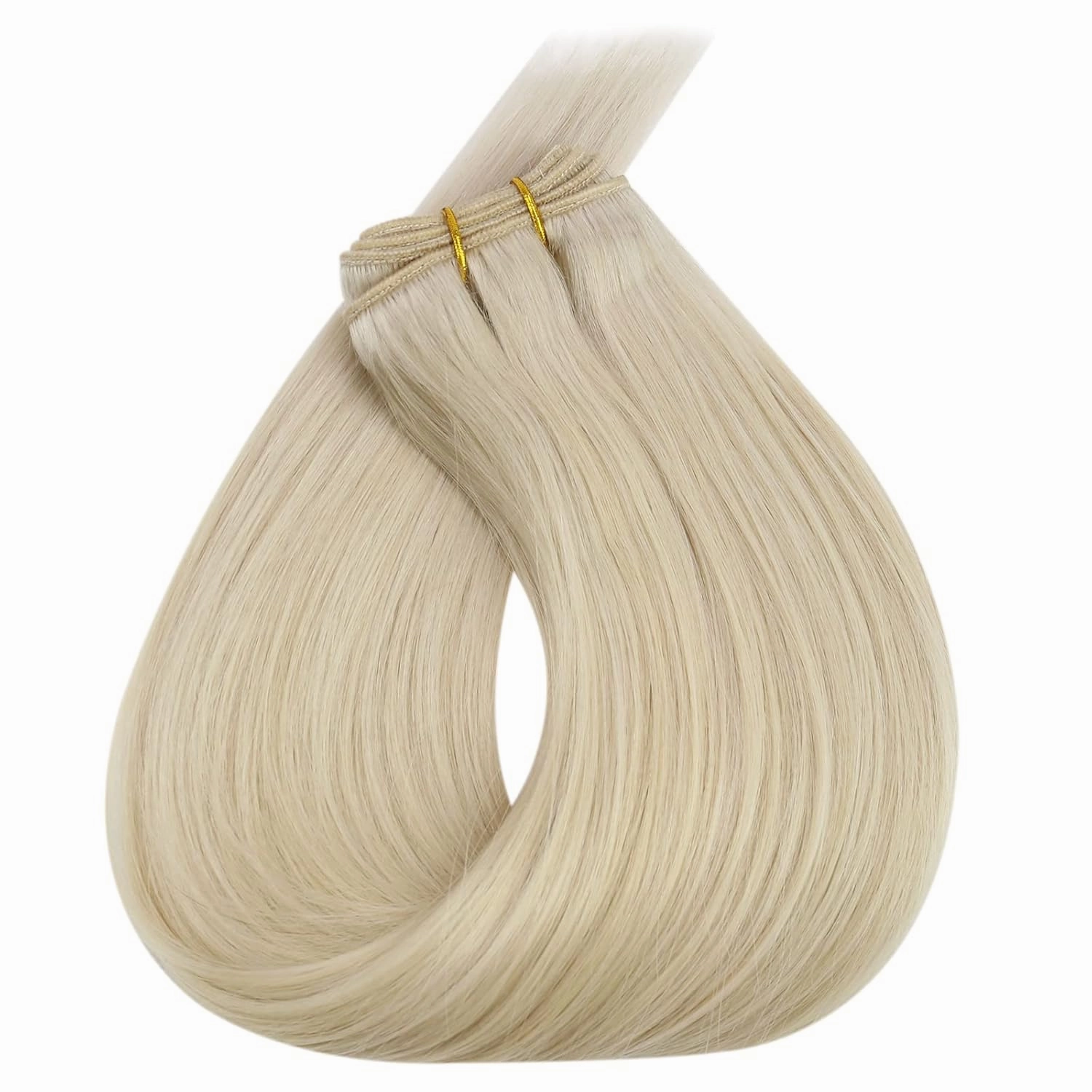 Full Shine Hair Extensions 24 Inch Weft Hair Extensions Human Hair Color Platinum Blonde Extensions Sew In Extensions Real Human Hair Remy Human Hair Weft Extensions 105G
