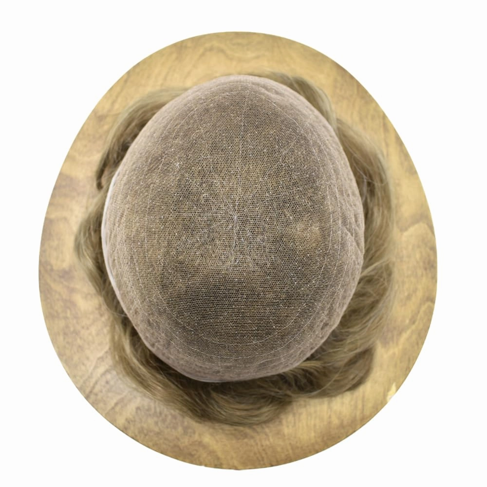Full Swiss Lace Toupee for Men Human Hair Pieces Mens Toupee Hairpiece Replacement System Natural Looking Mens Lace Hair System #1810 18# MEDIUM BLONDE 10% GREY 7x9 80% light density