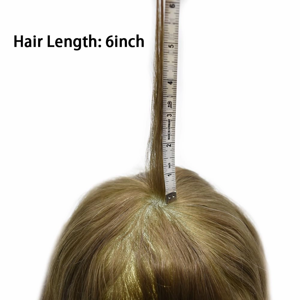 Full Swiss Lace Toupee for Men Human Hair Pieces Mens Toupee Hairpiece Replacement System Natural Looking Mens Lace Hair System #1810 18# MEDIUM BLONDE 10% GREY 7x9 80% light density