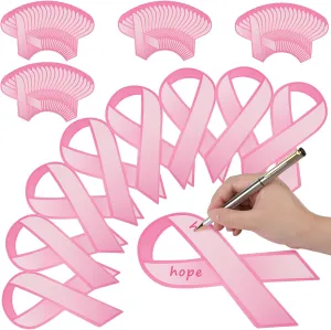 Fulmoon 500 Pcs Large Paper Ribbons Breast Cancer Ribbon Fundraising Items Breast Cancer Awareness Accessories for Donation Cutouts to Support and Care for Women, 4 x 8 Inches (Pink)