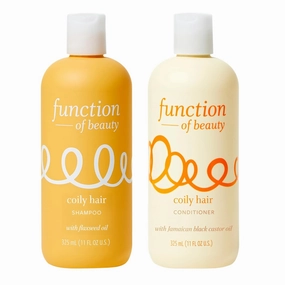 Function of Beauty Coily Hair Shampoo & Conditioner, 11 oz Each - Flaxseed Oil Nourishes & Hydrates Coils & Curls, Jamaican Black Castor Oil Moisturizes & Revives, Sulfate-Free, Customizable Haircare