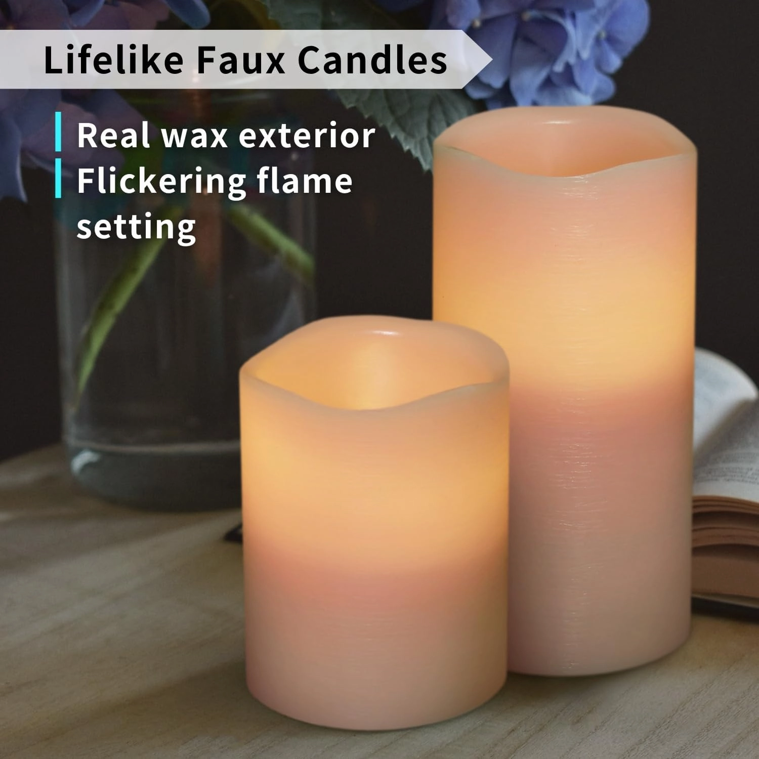 FURORA LIGHTING Pink Real Wax Flameless Candles with Remote and Timer, 4 Pillars and 4 Votives Pack of 8, LED Flickering Candles for Home Décor, Battery Included