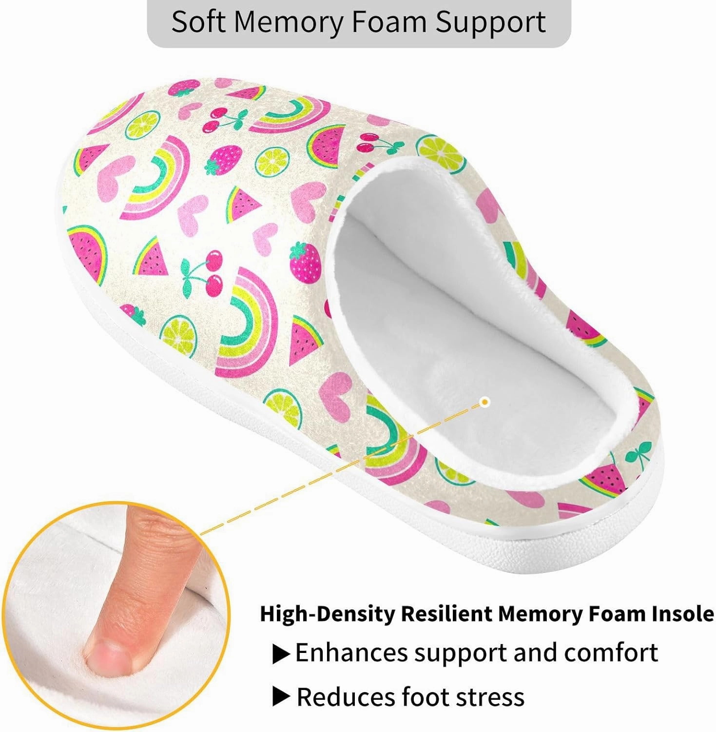 GAIGEO Mens Indoor Slippers Sweet Watermelon Pink Stripes, Warm Men House Slippers for Indoor/Outdoor, Ideal for Winter