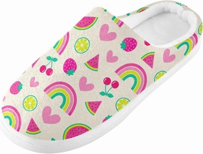 GAIGEO Mens Indoor Slippers Sweet Watermelon Pink Stripes, Warm Men House Slippers for Indoor/Outdoor, Ideal for Winter