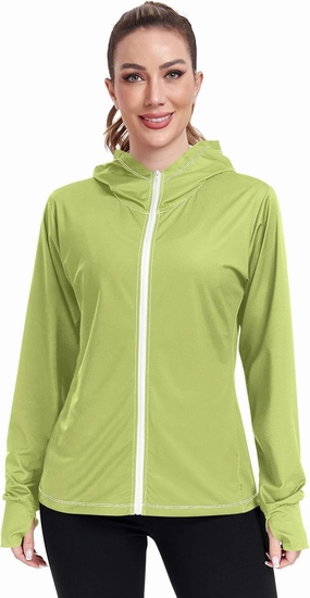 GAIGEO Peach Gradient Women Jacket UPF 50  Women Uv Protection Clothing, Hooded Design Thumb Holes, S