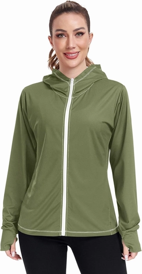GAIGEO Peach Gradient Women Jacket UPF 50  Women Uv Protection Clothing, Hooded Design Thumb Holes, S