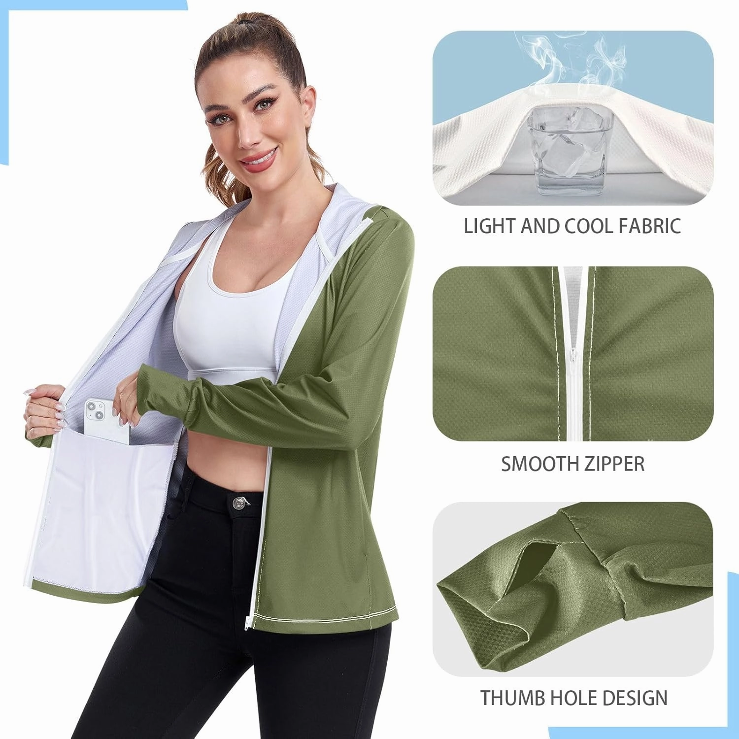 GAIGEO Peach Gradient Women Jacket UPF 50  Women Uv Protection Clothing, Hooded Design Thumb Holes, S