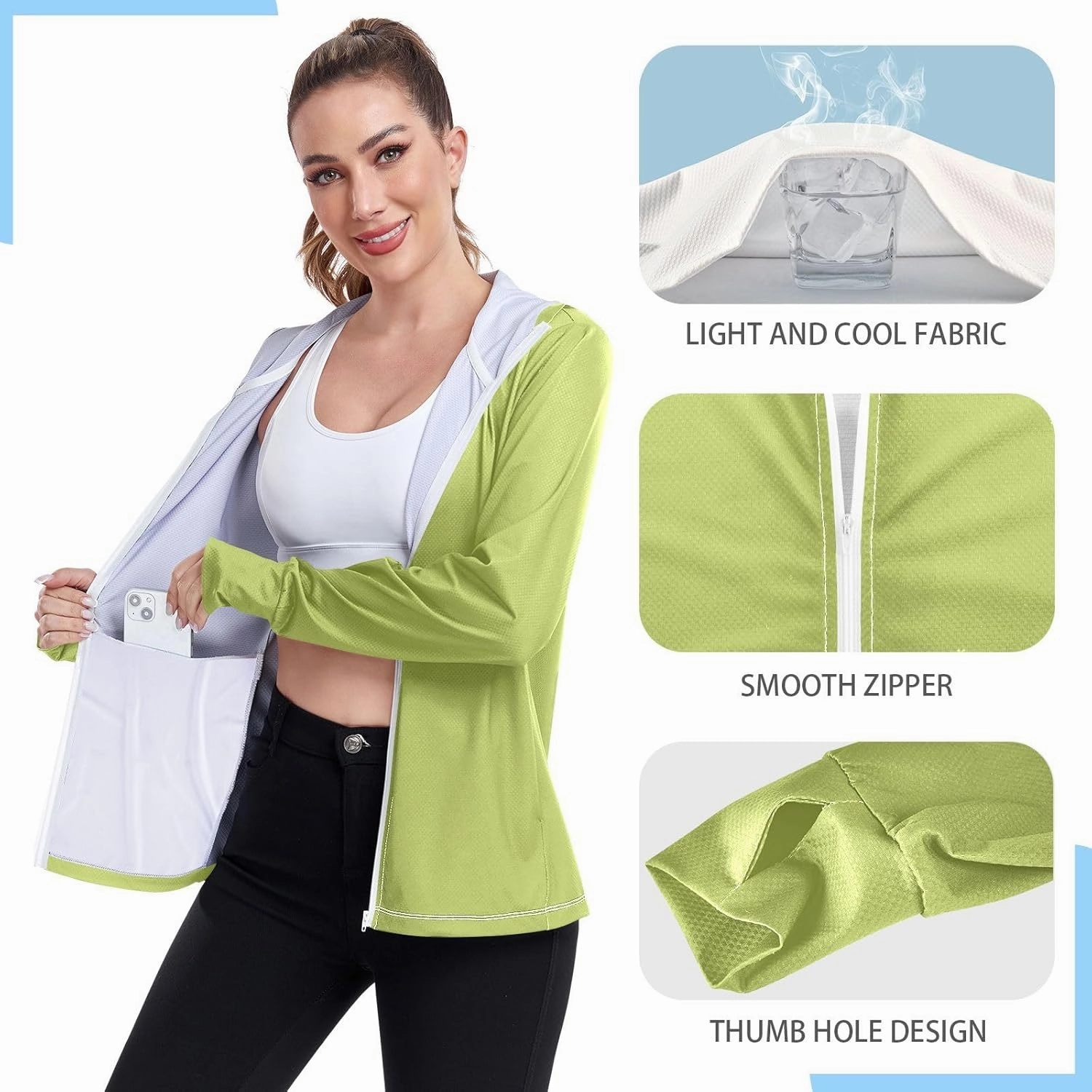 GAIGEO Peach Gradient Women Jacket UPF 50  Women Uv Protection Clothing, Hooded Design Thumb Holes, S