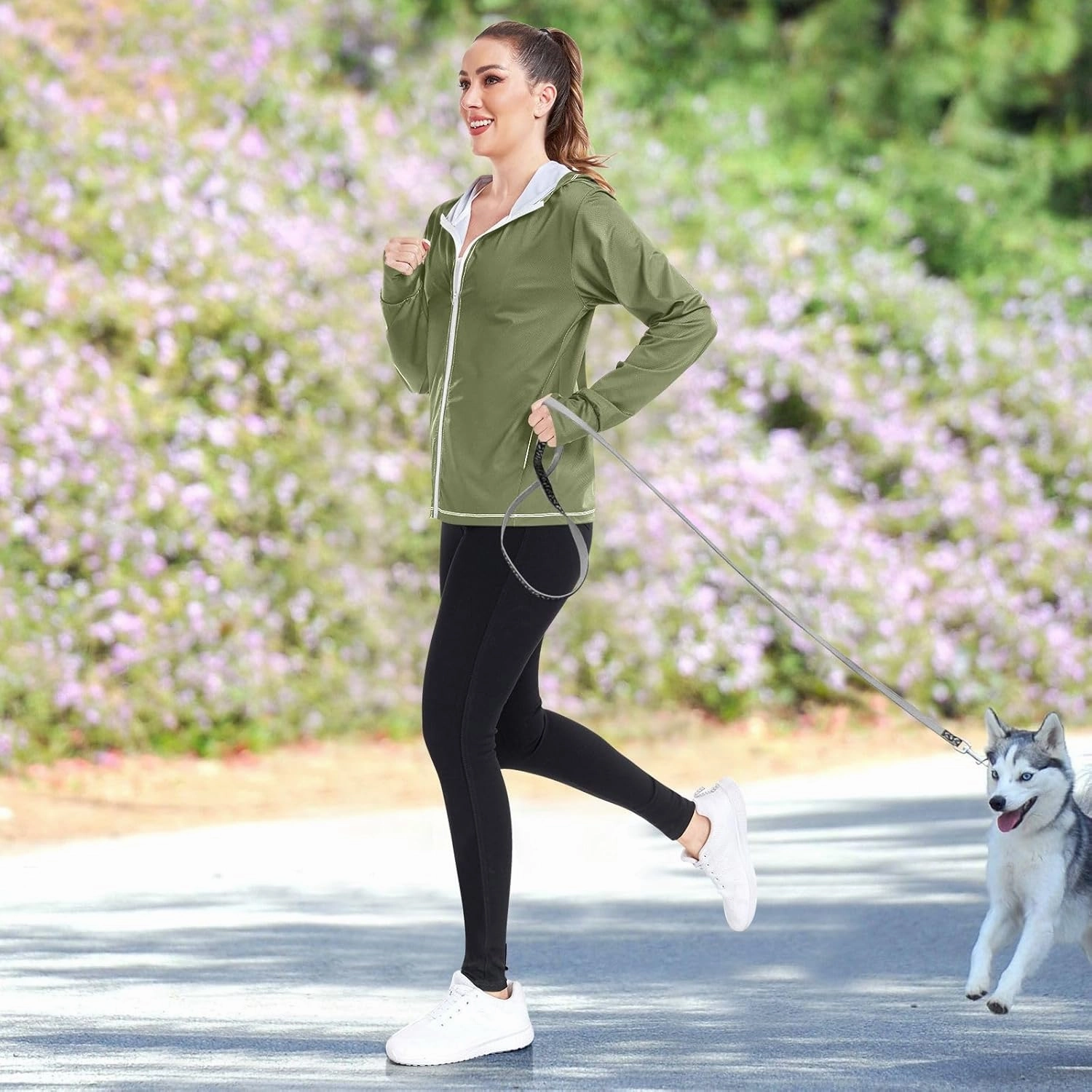 GAIGEO Peach Gradient Women Jacket UPF 50  Women Uv Protection Clothing, Hooded Design Thumb Holes, S