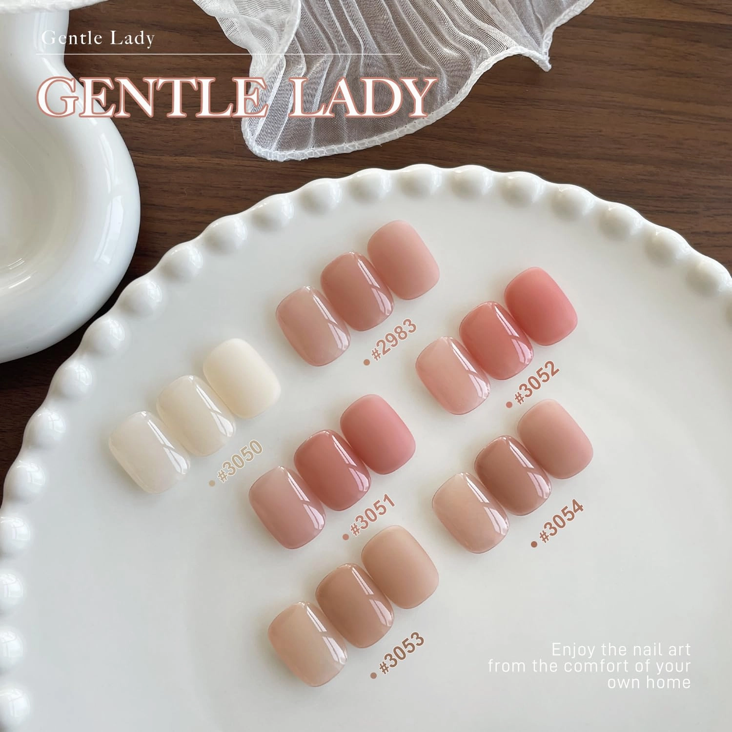 GAOY 16ml 6 Colors Sheer Nude Pink Gel Nail Polish Set, Jelly Translucent Pale Rose Dusty Apricot Light Cinnamon Gel Polish Kit, UV Light Cure for Nail Art DIY and Salon, Gentle Lady