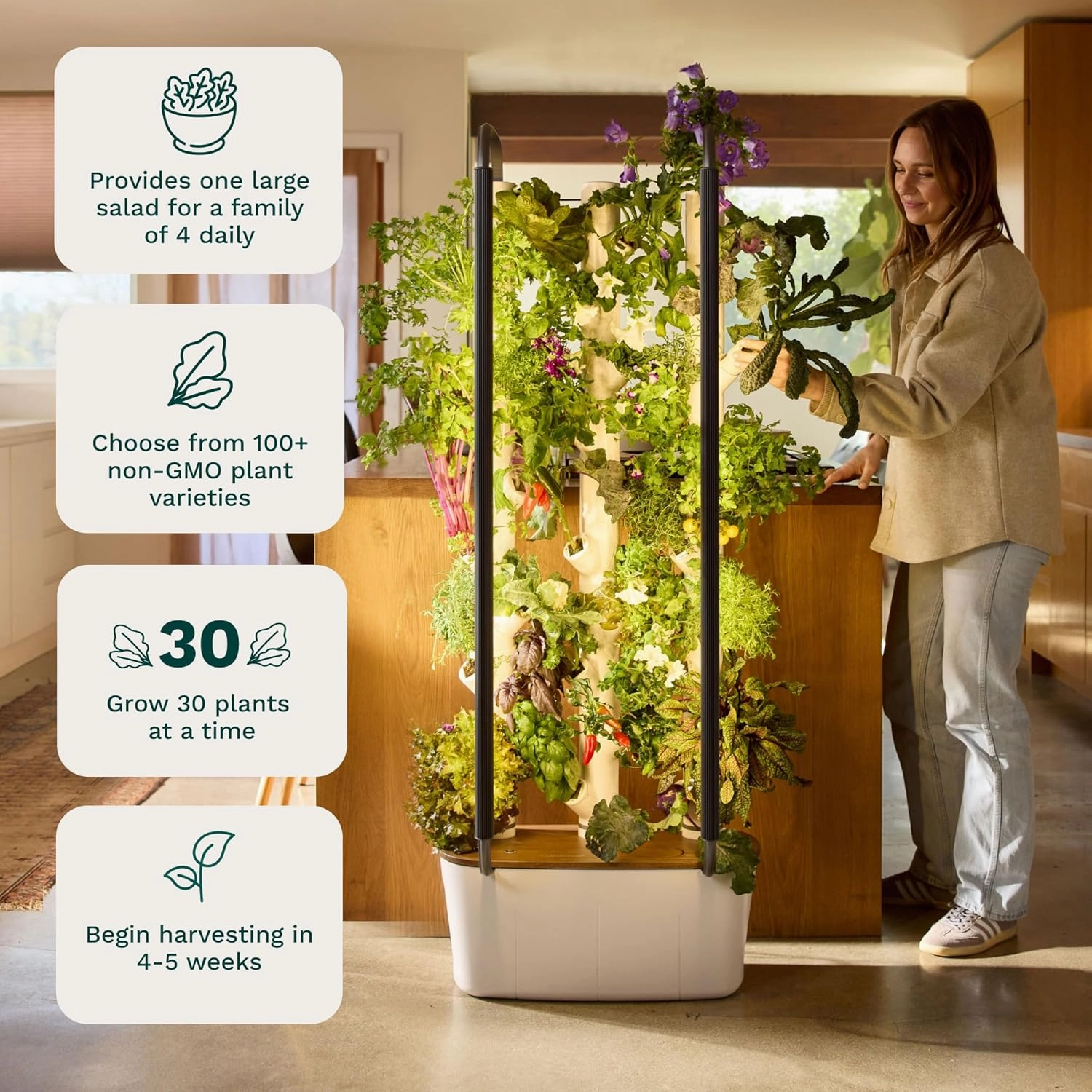 Gardyn 4.0 Hydroponics Growing System Kit & Vertical Garden Planter, 30 Non-GMO Indoor Plants Smart Garden, Herbs, Vegetables & LED Grow Lights for Indoor Gardening System - Gifts for Dad