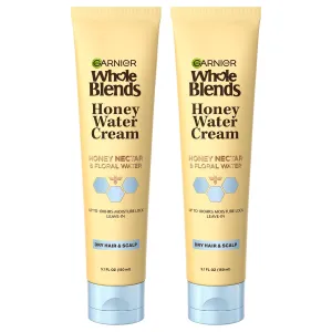 Garnier Whole Blends Honey Water Cream, 100 Hours Moisture Lock, Dry Hair, Scalp, Honey Nectar and Floral Water, Pack of 2