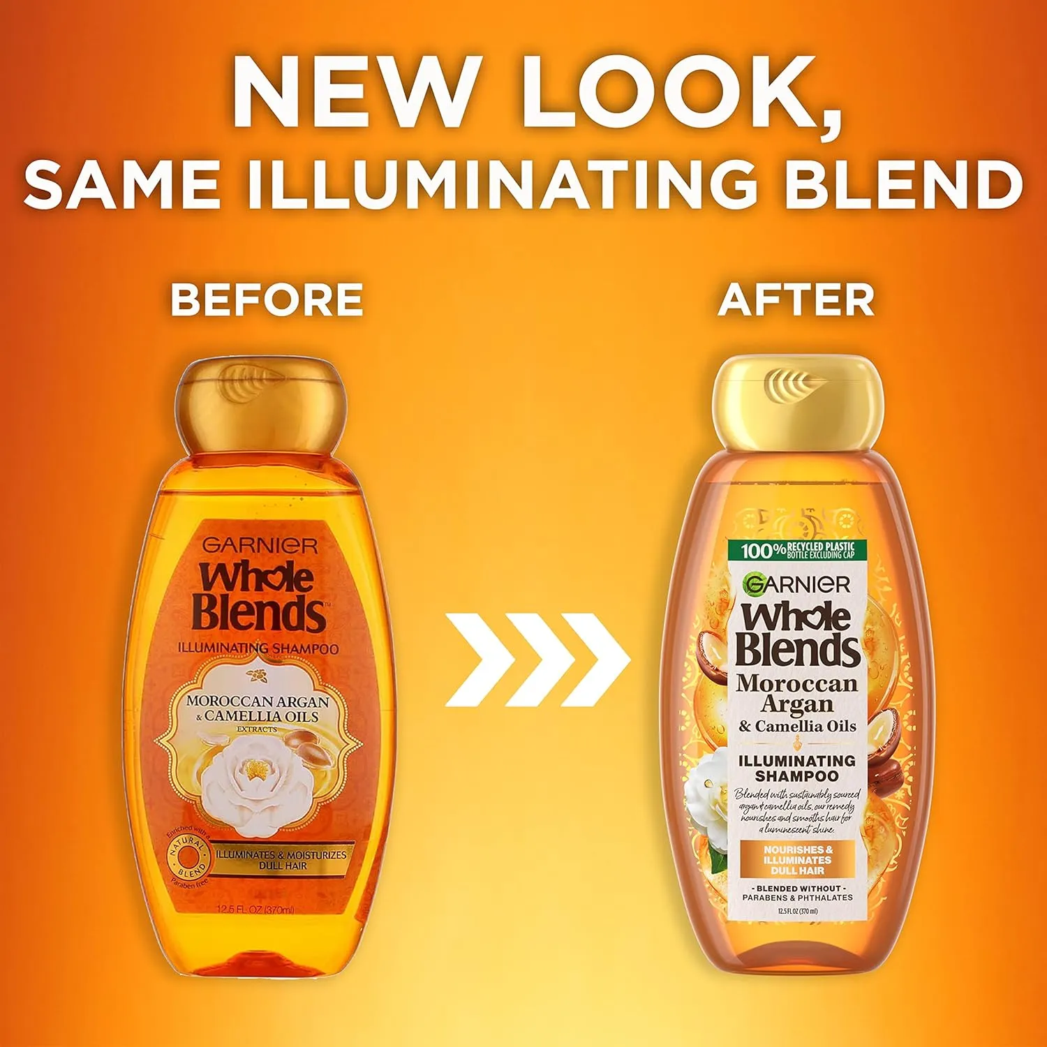 Garnier Whole Blends Moroccan Argan & Camellia Oils Illuminating Conditioner for Silky Shine, 12.5 Fl Oz, 3 Count (Packaging May Vary)