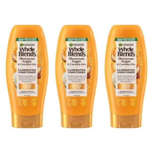 Garnier Whole Blends Moroccan Argan & Camellia Oils Illuminating Conditioner for Silky Shine, 12.5 Fl Oz, 3 Count (Packaging May Vary)