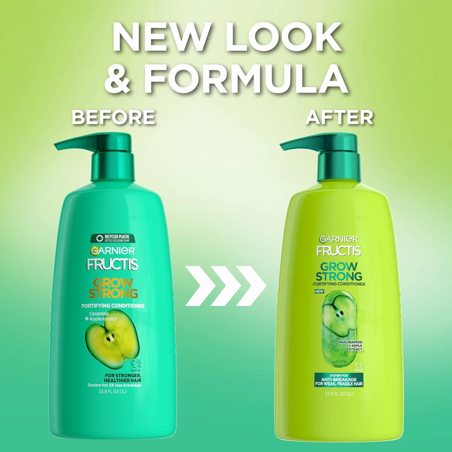 Garnier Fructis Grow Strong Conditioner, 33.8 Fl Oz, 1 Count (Packaging May Vary) (Pack of 2)