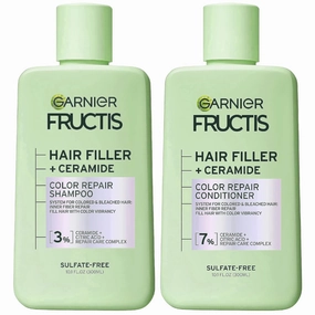 Garnier Fructis Hair Filler Color Repair Shampoo and Conditioner Set, Hair Care for Colored, Bleached Hair with Ceramide, 10.1 Fl Oz, 2 Items, 1 Kit