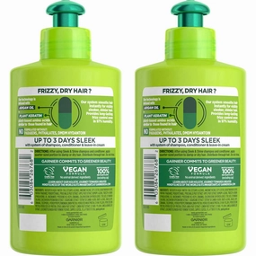 Garnier Fructis Sleek & Shine Leave-In Conditioning Cream for Frizzy, Dry Hair, Plant Keratin   Argan Oil, 10.2 Fl Oz, 2 Count (Packaging May Vary) (Pack of 2)