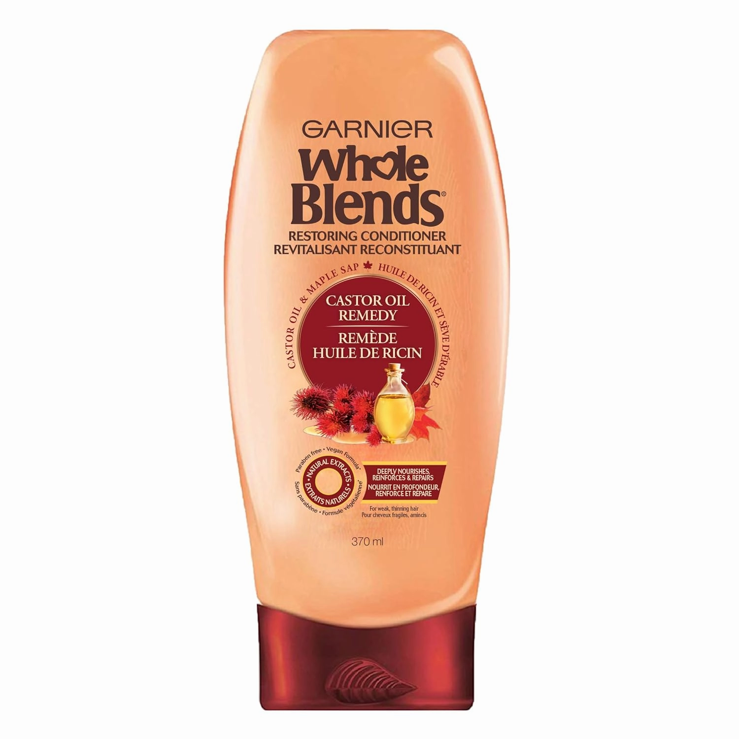 Garnier Whole Blends Restoring Conditioner Maple Remedy, For Dry, Damaged Hair, 12.5 fl. oz.