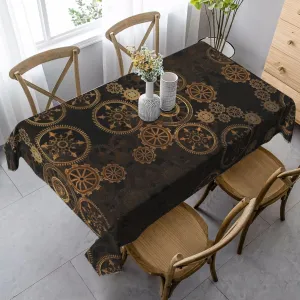 Gears Clock Bronze Century Print Rectangular Tablecloth, Ideal for Dining, Weddings, Parties & Outdoor Use