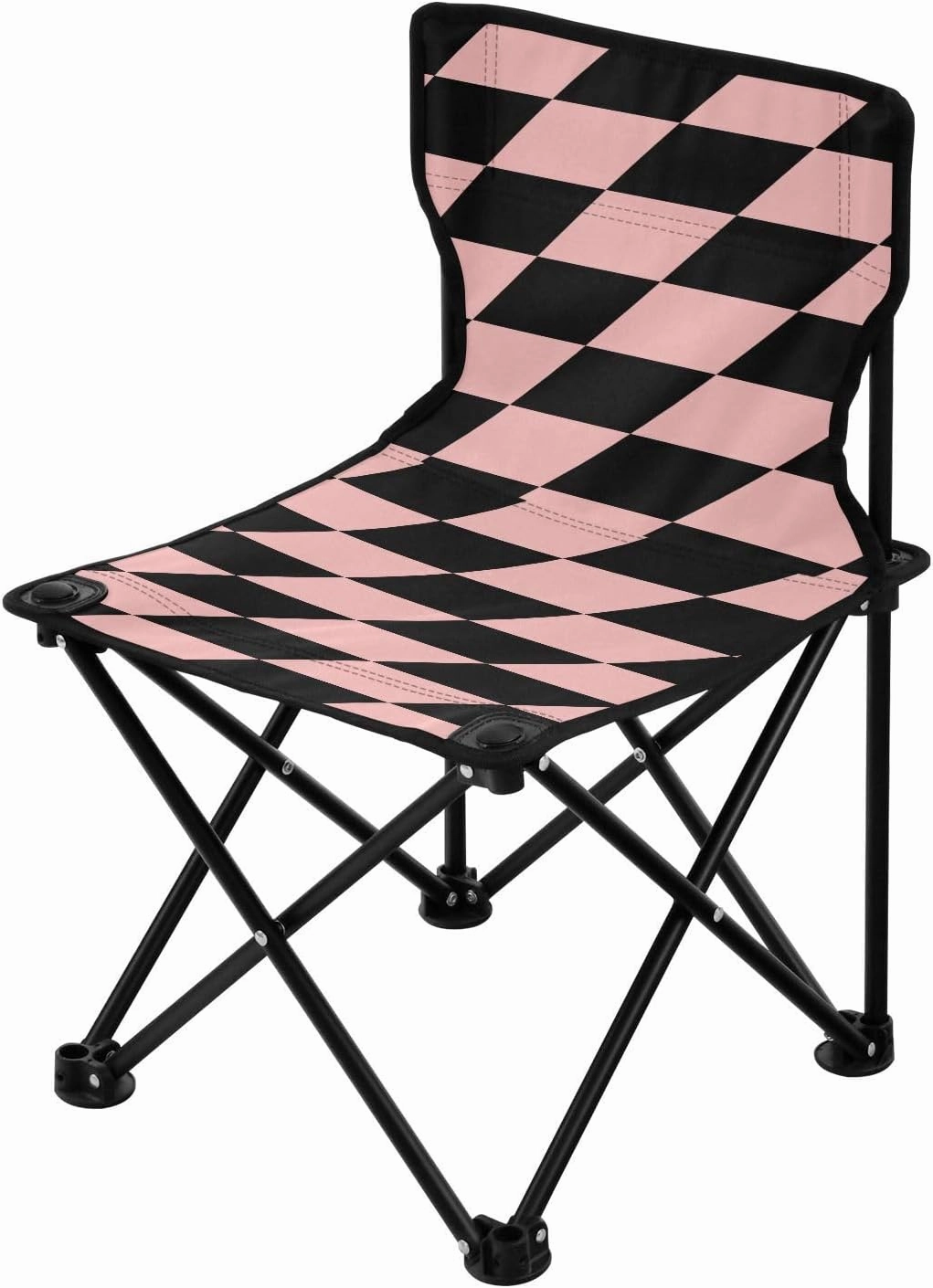 Geometric Black Peach Collapsible Camping Chairs Ultra-Lightweight Foldable Chair Includes Carry Bag