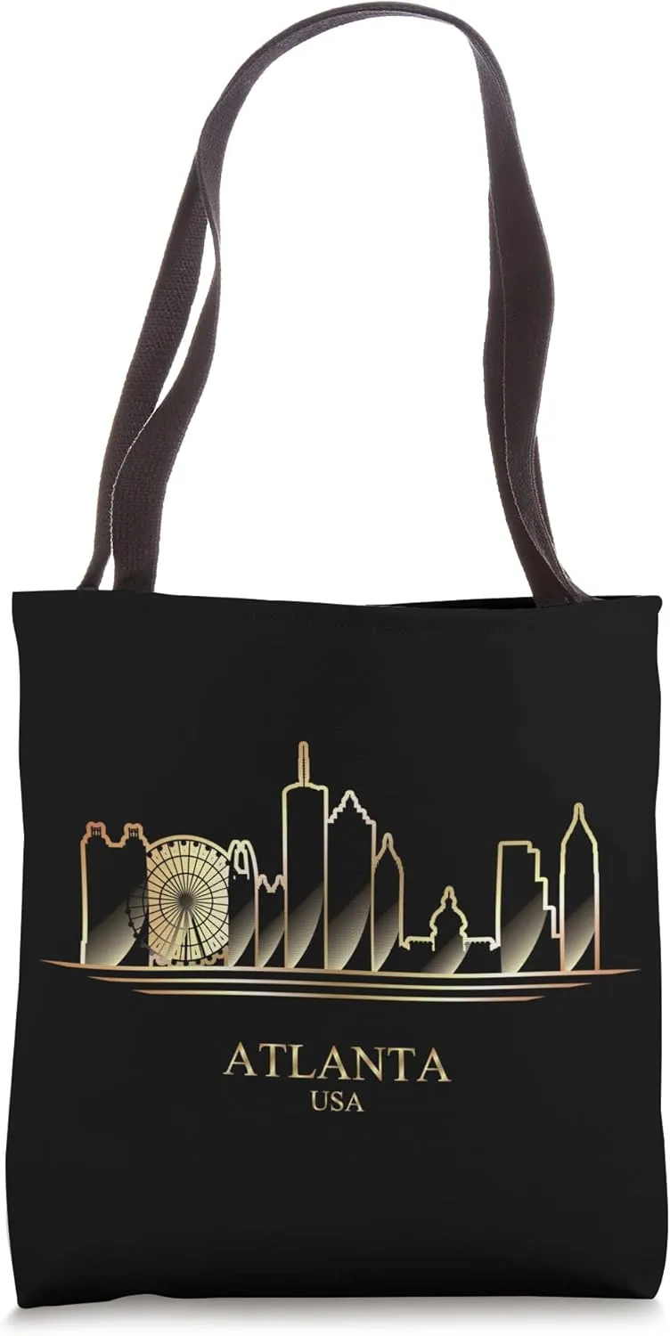 Georgia Skyline Peach State Souvenir Art Atlanta Silhouette Tote Bag