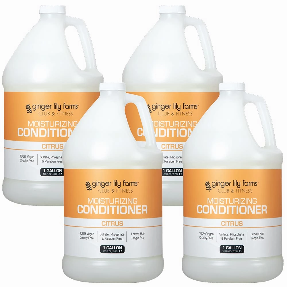 Ginger Lily Farms Club & Fitness Citrus Moisturizing Conditioner, 100% Vegan, Paraben, Sulfate, Phosphate, Gluten & Cruelty-Free, 1 Gallon (Pack of 4 )