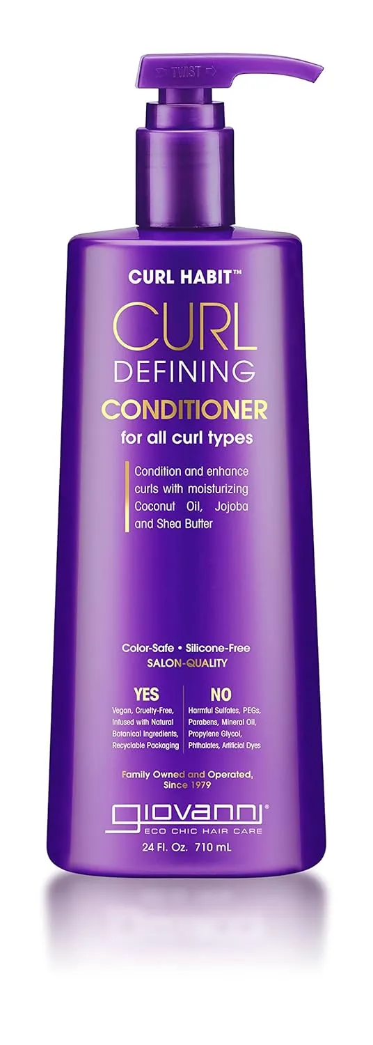 GIOVANNI Curl Habit Curl Defining Conditioner - Conditioner Curly Hair, Condition and Enhance Curls with Coconut Oil, Jojoba, & Shea Butter, Vegan, Cruelty-Free, Silicone Free Curl Conditioner - 24 oz