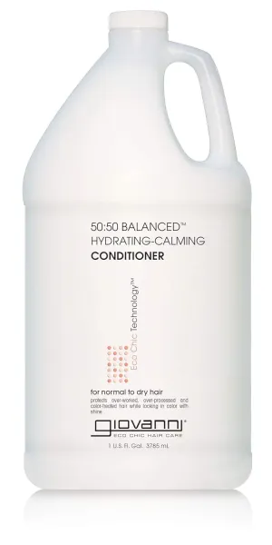 GIOVANNI ECO CHIC 50:50 Balanced Hydrating-Calming Conditioner - Leaves Hair pH Balanced for Over-Processed, Lauryl & Laureth, Sulfate Free, No Parabens, Color Safe - 128 oz