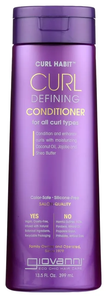 Giovanni Eco Chic Hair Care Curl Habit Curl Defining Conditioner, Vegan, Cruelty Free, 13.5 Fluid Ounce (Pack of 3)