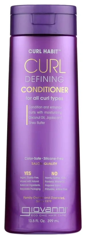 Giovanni Eco Chic Hair Care Curl Habit Curl Defining Conditioner, Vegan, Cruelty Free, 13.5 Fluid Ounce (Pack of 3)
