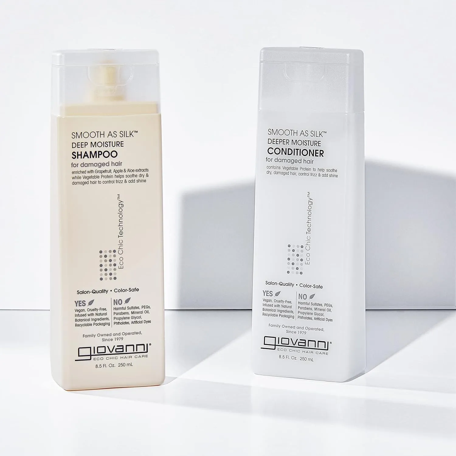 GIOVANNI Smooth As Silk Deeper Moisture Conditioner - Calms Frizz, Adds Moisture, Detangles, Wash & Go, Co Wash, Infused with Natural Botanical Ingredients, Color Safe, Sulfate Free - 8.5 oz (3 Pack)